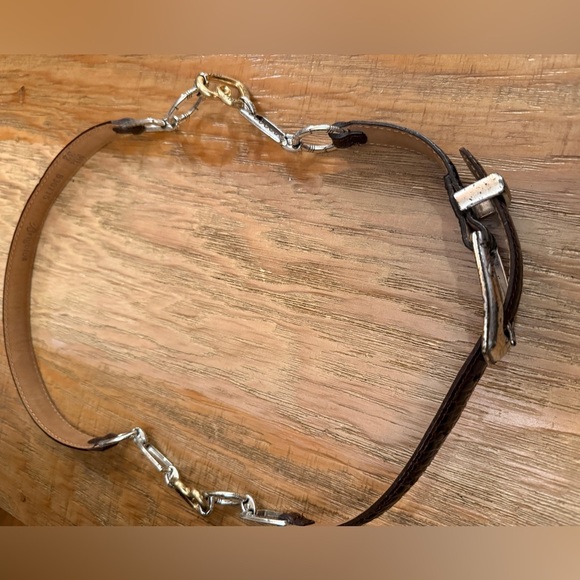 Brighton Brown Croc-Embossed Belt Ornate Silver Buckle Leather & Charm Chain Mix - Picture 9 of 9